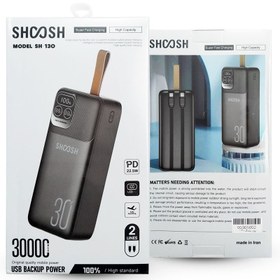 تصویر پاور بانک شوش مدل SH-130 ظرفیت 30000 میلی آمپر فست شارژ POWER BANK SH&SH SH-130 - 30000MAH FAST CHARGING