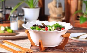 تصویر کاسه سالاد لب گنگره چوب سرامیک 