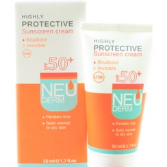 تصویر کرم ضد آفتاب SPF50 بی رنگ نئودرم 