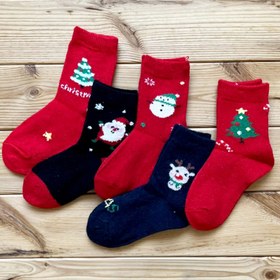 تصویر جوراب نیم ساق نوزادی_بچگانه کریسمسی قرمز 