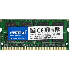 تصویر رم لپتاپ کروشیال 8 گیگابایت DDR3 PC3L فرکانس 1600 