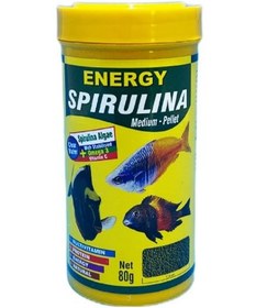 تصویر غذا ماهی اسپیرولینا SPIRULINA مدیوم پلت انرژی 80 گرمی 