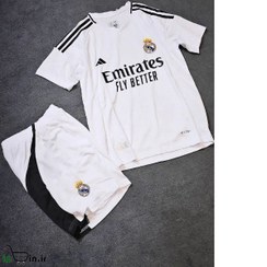 تصویر کیت اول رئال مادرید 2025 پسرانه طرح هواداری کیفیت +A تایلندی - 24 Real Madrid 2025 first kit for boys, fan design, Thai quality +A