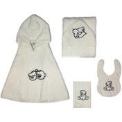 تصویر سرویس حوله نوزاد 4تکه برند سلین طرح خرسی 