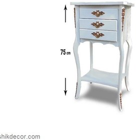 تصویر میز تلفن چوبی سه کشو 