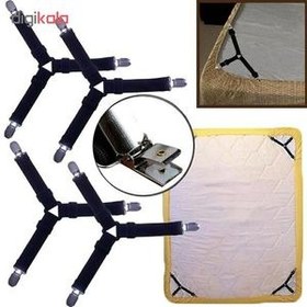 تصویر گیره نگهدارنده ملحفه تخت چهار سر تی اس TS بسته 4 عددی TS Bed Sheet Holder Straps Pack of 4