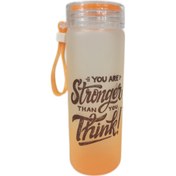 تصویر قمقمه شیشه ای مات نارنجی You are Stronger than you think !