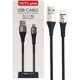 تصویر کابل تایپ سی TSCO TC C186 2.1A 1m TSCO TC C186 2.1A 1M USB TO TYPE-C CABLE