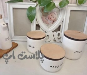 تصویر جاادویه ای 3 عددی سرامیک درب چوبی 