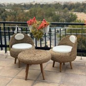 تصویر میز و صندلی حصیری - سفید 