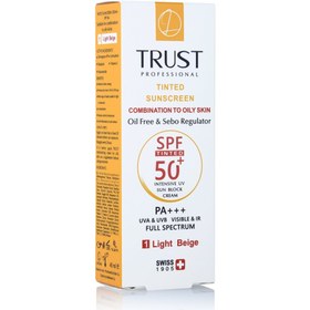 تصویر کرم ضد آفتاب تراست کنترل چربی پوست مختلط تا چرب SPF50 رنگ طبیعی Trust tinted sunscreen combination to oily skins oil control SPF50 natural beige