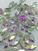 تصویر نگین پایه دار دوختنی پایه برنجی ۷در۱۵ هفت رنگ 