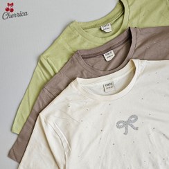 تصویر تیشرت باکسی پاپیون نگینی 