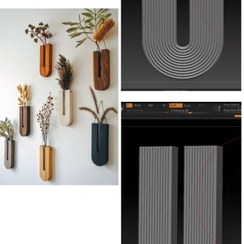 تصویر گلدان دیواری شیار داریو به همراه شیشه گلدان 