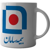 تصویر ماگ چاپلینو با طرح آرم بیمه سامان – M123 Chaplino mug with Saman Insurance logo design