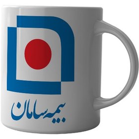 تصویر ماگ چاپلینو با طرح آرم بیمه سامان – M123 Chaplino mug with Saman Insurance logo design