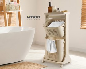 تصویر سبد رخت دو طبقه چند منظوره طرح بافت لیمون 