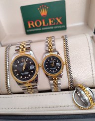 تصویر ساعت ست رولکس دستبند حلقه استیل ست ساعت زنانه و مردانه ارسال رایگان rolex Rolex ROLEX