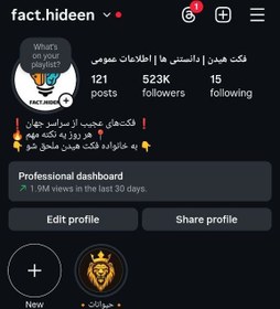 تصویر پیج اینستاگرام 523کا - fact.hideen 
