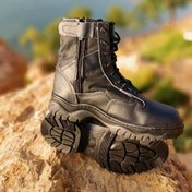 تصویر کفش کوهنوردی چرم مشکی زیپ دار 