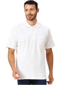 تصویر پیراهن پولو نخی مردانه با جیب - سفید برند byc MEN'S COTTON POLO SHIRT WITH POCKET - WHITE