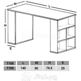 تصویر میز کتابخانه اداری مدل T100 