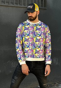 تصویر بلوز مردانه آبرنگی مدل آستین بلند جنس غواصی Men's watercolor long sleeve blouse made of diving fabric