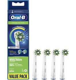 تصویر سرهای برس جایگزین چهار تکه مدل کراس اکشن سفید برند oral-b 4-Piece Cross Action Replacement Brush Heads White