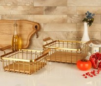 تصویر سبد فلزی مربع بی وی کی طرح کاریزما طلایی 411220 – 411225 