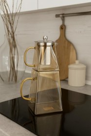 تصویر کتری وقوری پیرکس مربع شامپاینی کدpyrex nb-623 