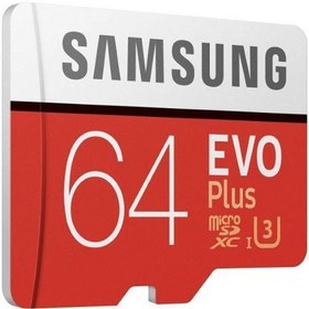 تصویر کارت حافظه MicroSDXC سامسونگ Evo Plus کلاس 10 استاندارد UHS-I U3 سرعت 100 مگابایت بر ثانیه ظرفیت 64 گیگابایت به همراه آداپتور SD Samsung MicroSDXC Evo Plus Class 10 UHS-I U3 Speed 100MB/s 64GB Memory Card + SD Adaptor