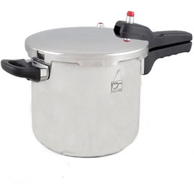 تصویر زودپز دوقلو پارس استیل کف سه لایه (4.5 و 6 ليتر) با درب و بخارپز Parssteel Twin Pressure-Cooker 6+4.5 Litres With Lid And Steamer