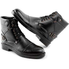 تصویر کفش نیم بوت مردانه مشکی Enzo بند دار - 4 Men's black Enzo strappy ankle boots