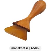 تصویر مهره خوشنویسی پارویی عقیق طبیعی زعفرانی 7 سانتی متر دسته مخروطی 