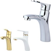 تصویر شیر روشویی راسان مدل صدف پایه بلند رنگ طلایی 