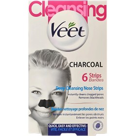 تصویر چسب پاک کننده بینی ویت مدل charcoal Veet deep cleansing nose strips