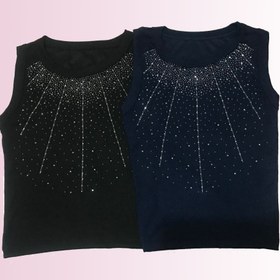 تصویر تاپ زنانه نگین دار سبز 