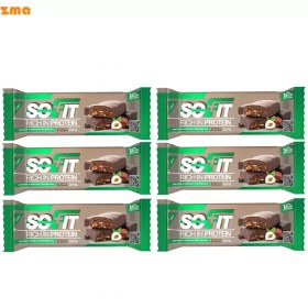 تصویر پروتئین بار فندق با روکش شکلات تلخ سوفیت – 6 عددی SOFIT Dark Cocoa & hazelnut Protein Bar