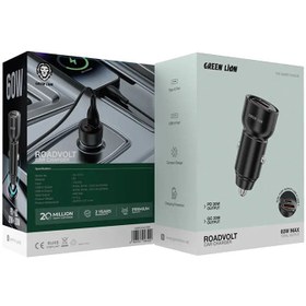 تصویر شارژر فندکی ماشین گرین لاین 60 واتی مدل RoadVolt - مشکی RoadVolt Car Charger PD + QC 60W - Black