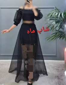 تصویر پیراهن مجلسی زنانه بلند حریر شیشه ای وساتن 