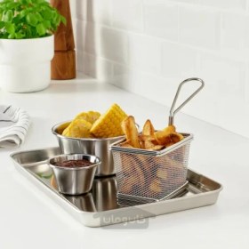 تصویر سینی سرو استیل ضد زنگ ایکیا 30x20 سانتی متر IKEA GRILLTIDER IKEA GRILLTIDER Serving tray stainless steel 30x20 cm