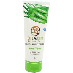 تصویر کرم مرطوب کننده آلوئه ورا 75میل دیلمون Dilmon Aloevera Extract Hand And Face Cream 75ml