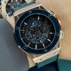 تصویر ساعت مچی مردانه هابلوت بند لاستیکی طلایی مشکی 