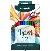 تصویر مداد رنگی آریا مدل آرتیست کد 3601 جعبه مقوایی 12 رنگ Arya Color Pencil model  Artist 3601 12 pieces