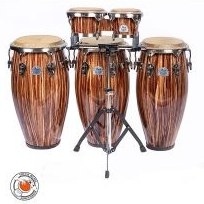 تصویر PEARL ELITE SERIES WOOD- FIBERGLASS CONGASMADURO BROWN تومبا سه لنگه فایبر با بانگو و پایه بانگو کد3762 