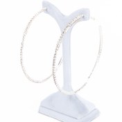 تصویر گوشواره حلقه‌ای، نگین‌دار ریز، آبکاری رادیوم، کد:A0111 