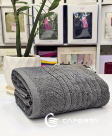 تصویر حوله حمام کوتون طوسی 