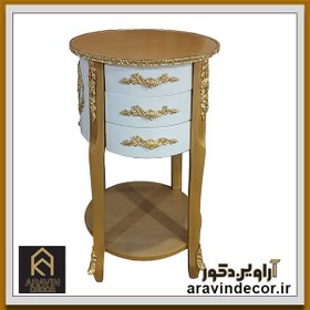 تصویر گل میز گرد چوبی پرشیا 