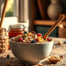 تصویر گرانولا فیت ورزشی غلات صبحانه ترکیبی 