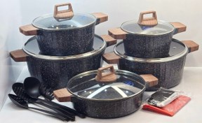 تصویر سرویس قابلمه ۱۷ پارچه چدن گرانیتی dessini 